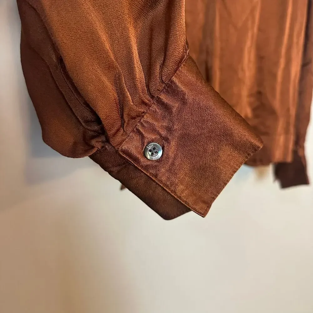 Rails Wynna Top Cedar Brown/Orange Silky Blouse SZ SMALL MSRP $234 EUC - Picture 13 of 16